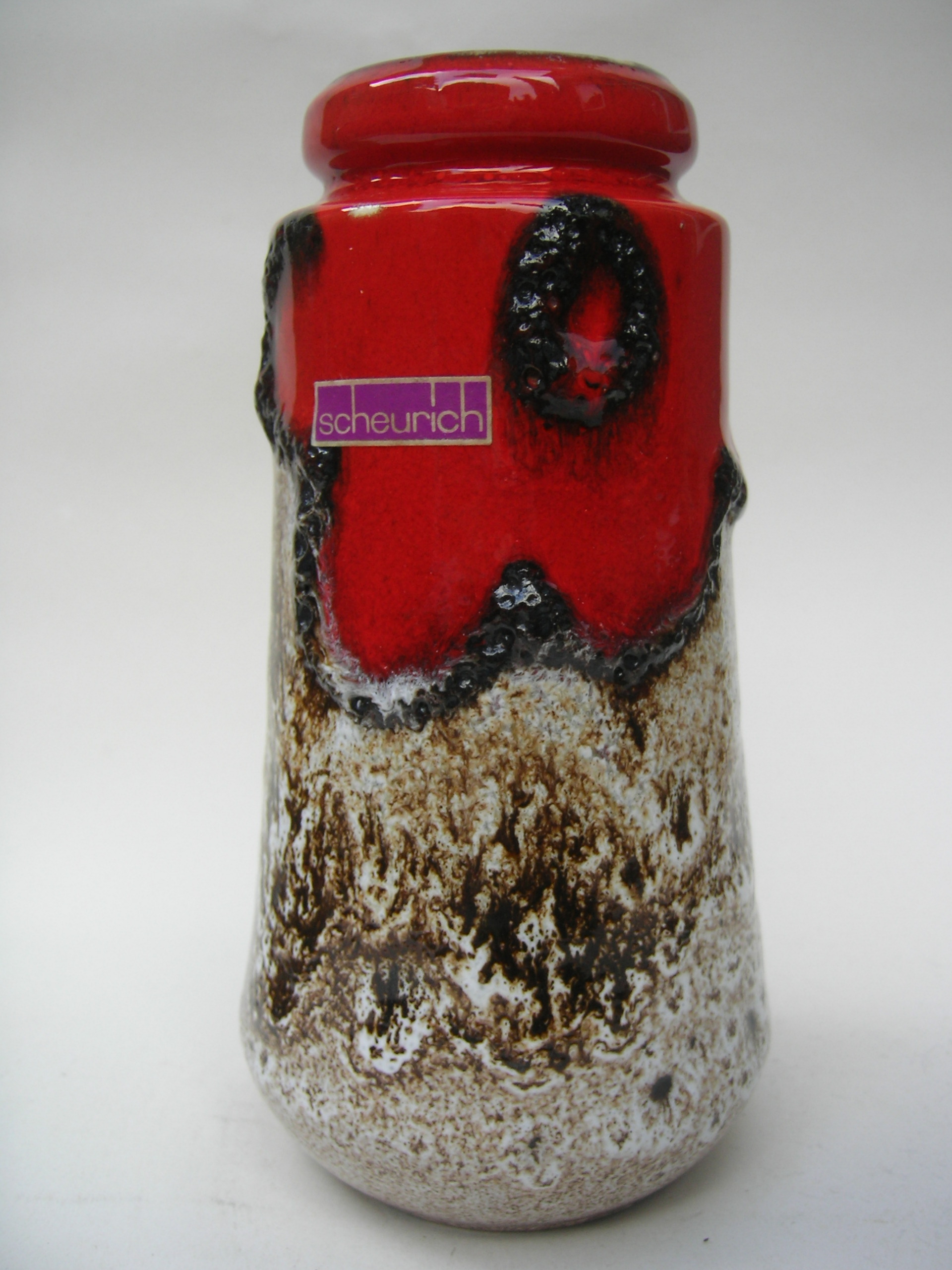 Red Scheurich Fat Lava Flower Vase